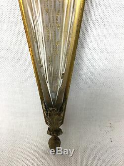 Rare Bouquetiere Ancienne De Voiture En Cristal Ornée De Bronze De 22 CM De H