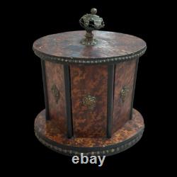 Rare Cave à Cigares Tournante Napoléon III Bois Loupe & Bronze Doré- Circa 1870