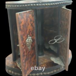 Rare Cave à Cigares Tournante Napoléon III Bois Loupe & Bronze Doré- Circa 1870