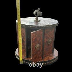 Rare Cave à Cigares Tournante Napoléon III Bois Loupe & Bronze Doré- Circa 1870
