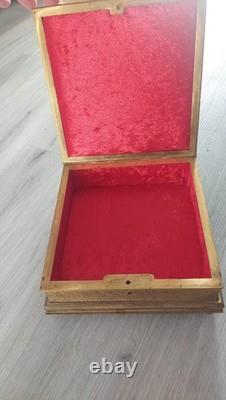 Rare Grand Coffret Bronze Email Sur Cuivre Boite A Bijoux