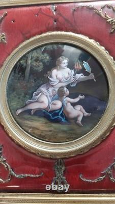 Rare Grand Coffret Bronze Email Sur Cuivre Boite A Bijoux