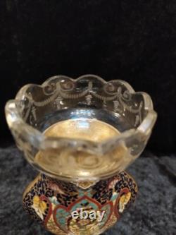 Rare Grand vase émail cloisonné sur tigre en bronze, France, XIXème