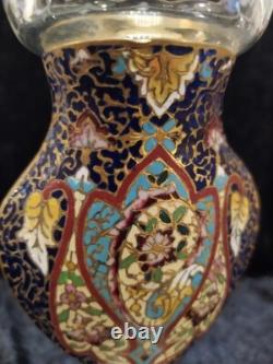 Rare Grand vase émail cloisonné sur tigre en bronze, France, XIXème