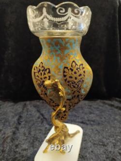 Rare Grand vase émail cloisonné sur tigre en bronze, France, XIXème