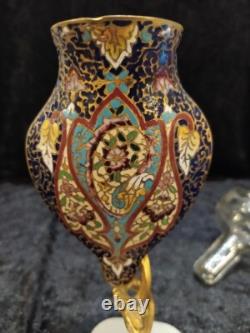 Rare Grand vase émail cloisonné sur tigre en bronze, France, XIXème