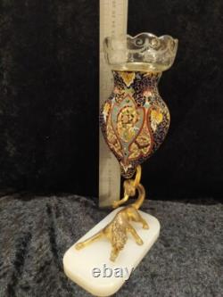 Rare Grand vase émail cloisonné sur tigre en bronze, France, XIXème