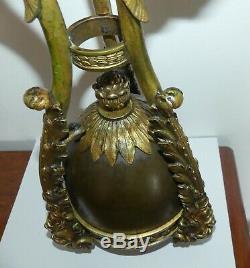 Rare Immense Lampe A Petrole Bronze Napoleon III Tete De Bouc