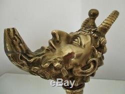 Rare Lampe Huile sculpture Bronze tête de satyre XIXe Napoléon III
