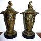 Rare Paire De Cassolettes Bronze Napoleon Iii Faunes Satyres Femmes Bacchanales