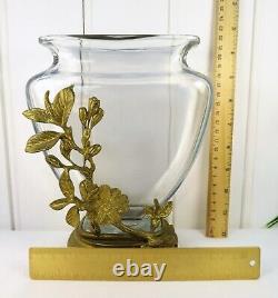 Rare! Superbe vase en cristal sur monture en bronze doré signé E. ENOT
