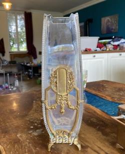 Rare ancien Vase Napoleon 3 XIXe cristal bronze style empire Haut Max 28,5 cm
