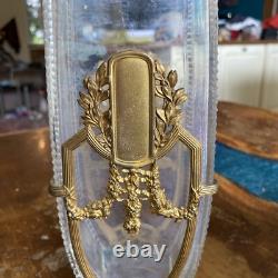 Rare ancien Vase Napoleon 3 XIXe cristal bronze style empire Haut Max 28,5 cm