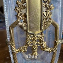 Rare ancien Vase Napoleon 3 XIXe cristal bronze style empire Haut Max 28,5 cm