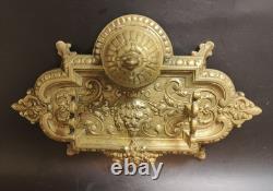 Rare encrier ancien en bronze Napoléon III Décor Lion Antique French Inkwell XIX