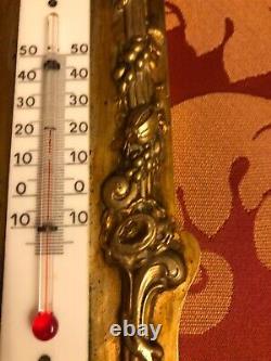 Rare et ancien thermomètre en bronze doré Parfait état