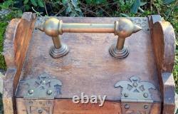 SCEAU A CHARBON ANGLAIS EN BOIS ET BRONZE D'EPOQUE VICTORIENNE XIX ème siècle