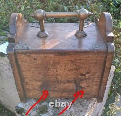 SCEAU A CHARBON ANGLAIS EN BOIS ET BRONZE D'EPOQUE VICTORIENNE XIX ème siècle