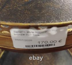 SELLETTE Style NAPOLEON III Nap 3 Monture BRONZE Cuir Bois 17MAG 23/07