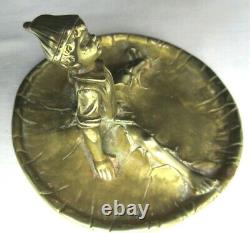 SUPERBE et RARE vide-poche Napoléon III, bronze doré sculpté d'un LUTIN assis