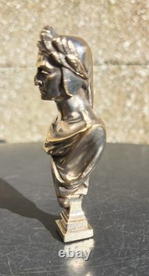 Sceau Bronze Argent Representant Un Romain Cesar Signé Lalouette Xixème