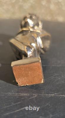 Sceau Bronze Argent Representant Un Romain Cesar Signé Lalouette Xixème