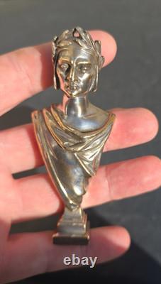 Sceau Bronze Argent Representant Un Romain Cesar Signé Lalouette Xixème