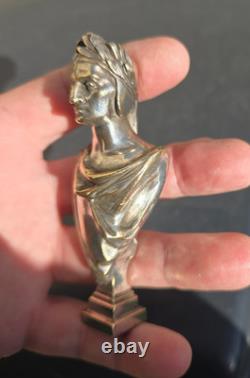 Sceau Bronze Argent Representant Un Romain Cesar Signé Lalouette Xixème
