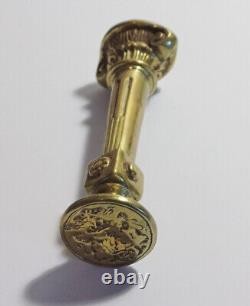 Sceau Cachet Armoiries Blason avec Lions couronne de Marquis bronze seal 19ème