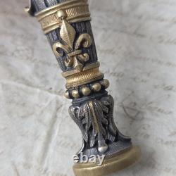 Sceau Cachet en Bronze Doré Fleurs De Lys Royalisme XIXè Wax Seal 19thC