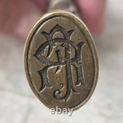 Sceau Cachet en Bronze Doré Fleurs De Lys Royalisme XIXè Wax Seal 19thC