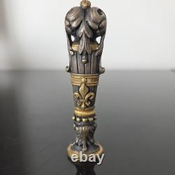Sceau Cachet en Bronze Doré Fleurs De Lys Royalisme XIXè Wax Seal 19thC