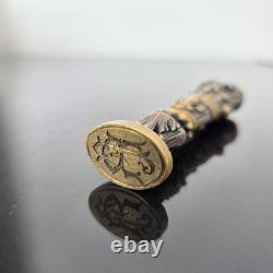 Sceau Cachet en Bronze Doré Fleurs De Lys Royalisme XIXè Wax Seal 19thC
