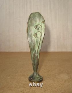 Sceau à cacheter Art Nouveau en bronze décor muguet monogramme initiales ET TE