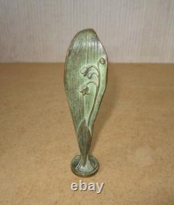 Sceau à cacheter Art Nouveau en bronze décor muguet monogramme initiales ET TE