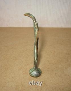 Sceau à cacheter Art Nouveau en bronze décor muguet monogramme initiales ET TE
