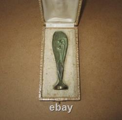 Sceau à cacheter Art Nouveau en bronze décor muguet monogramme initiales ET TE
