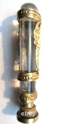 Sceau à cacheter cristal, bronze doré aux angelots, monogramme AS, Napoléon III