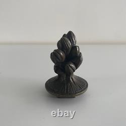 Sceau cachet XIXe en bronze à patine brune Napoléon III avec monogramme M2498