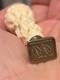 Sceau Cachet Bronze Et Os Sculpte Syst&egrave;me Vissage Travail De Dieppe