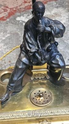Sculpture bronze doré époque Napoléon III encrier lampe Pierrot