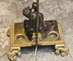 Sculpture bronze doré époque Napoléon III encrier lampe Pierrot