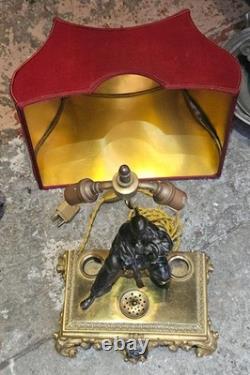 Sculpture bronze doré époque Napoléon III encrier lampe Pierrot