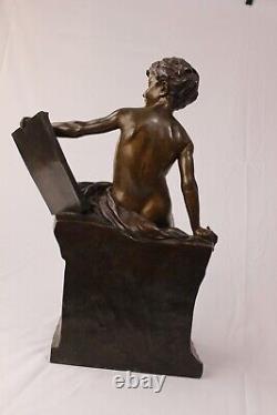 Sculpture bronze les tablettes de l'histoire L. E. Barrias Susse fondeur