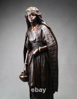 Sculpture orientaliste bronze ancien Porteuse d'eau par Jean Jules B SALMSON