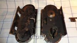 Serrure Double Napoleon III Bronze Acier Peinte Avec Clef Sans Poignee Sr95