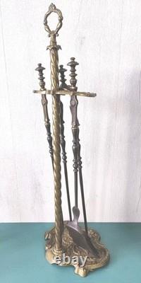 Serviteur de cheminée ancien en bronze XIXe Époque Napoléon 3