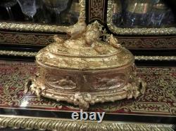 Signée LEBLANC Boite à bijoux en Bronze doré Epoque Napoléon III aux oiseaux