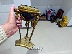 Socle de Lampe Athenienne, style Empire, aux sphinges, bronze, métal, XIX ème, H 28cm