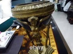 Socle de Lampe Athenienne, style Empire, aux sphinges, bronze, métal, XIX ème, H 28cm